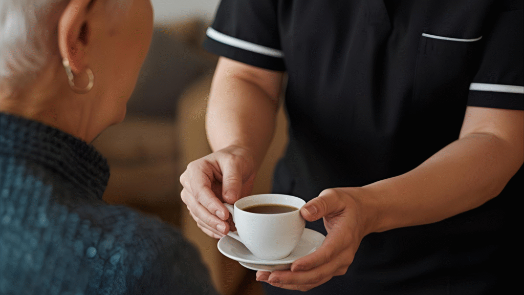 Older adult at home with support